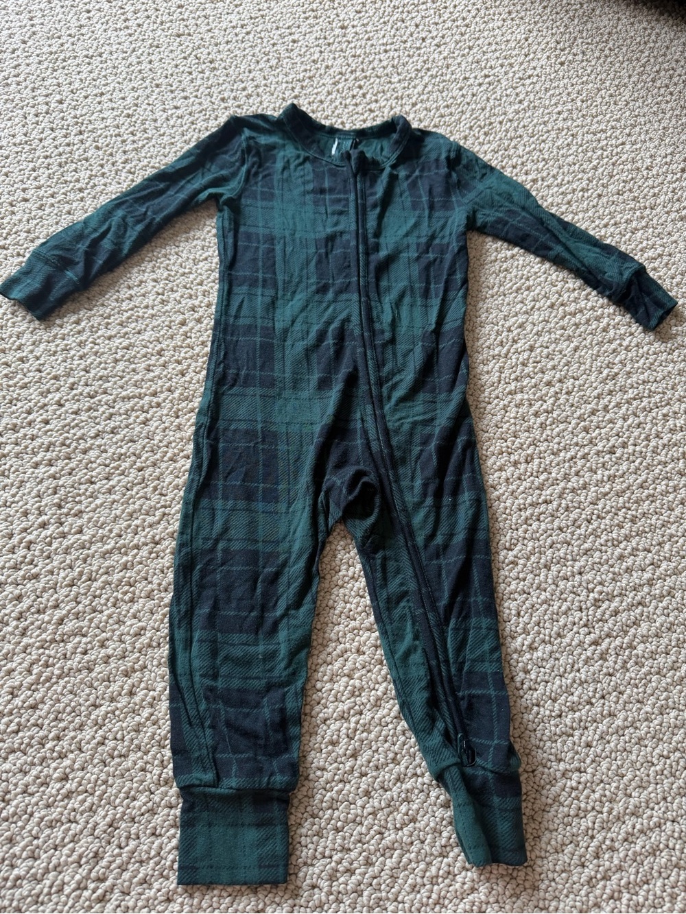 SKIMS Green Plaid Long-Sleeve One-Piece Bodysuit